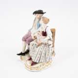 PORCELAIN SHEPHERD ENSEMBLE ON ROCAILLE BASE WITH SMALL DOG AND LAMB - photo 2