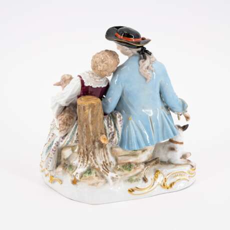 PORCELAIN SHEPHERD ENSEMBLE ON ROCAILLE BASE WITH SMALL DOG AND LAMB - фото 3