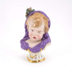 PORCELAIN CHILD'S BUST WITH CONE ORNAMENTS AS ALLEGORY OF WINTER