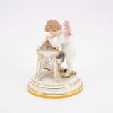 PORCELAIN CUPID HONING A GOLDEN ARROW ON A GRINDSTONE - photo 3