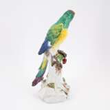LARGE PORCELAIN PARROT SITTING ON TREE TRUNK WITH CHERRY - photo 3