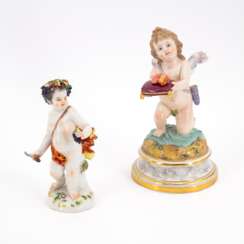PORCELAIN FIGURINES 'CUPID WORSHIPPING A HEART' AND ALLEGORY 'THE AUTUMN'