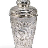 SILVER LIDDED BEAKER WITH ROCAILLE CARTOUCHES AND BIRDS - photo 1