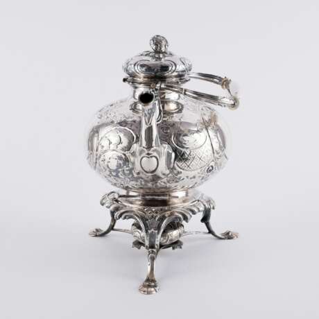 LARGE SILVER KETTLE ON RECHAUD - photo 4
