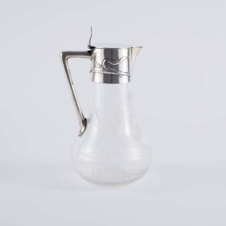 ART NOUVEAU GLASS CARAFE WITH IRIS DECOR - photo 3