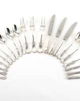 LARGE SILVER ART NOUVEAU CUTLERY SET FOR TWELVE