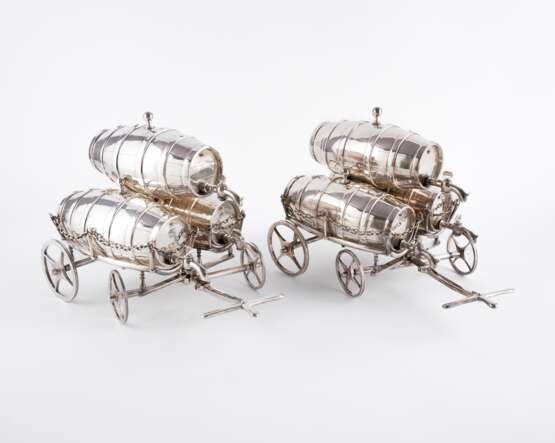 TWO SMALL CARTS WITH EACH THREE LIQUOR BARRELS - photo 1