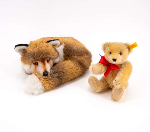 STEIFF BEAR AND STEIFF FOX MADE OF MOHAIR PLUSH, GLASS AND WOOL - Foto 1