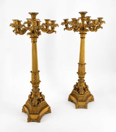 PAIR OF LARGE BRONZE GIRANDOLES CHARLES X - photo 1