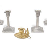 A GEORGE III SILVER-GILT CHAMBERSTICK AND FOUR VICTORIAN SILVER DRESSING TABLE CANDLESTICKS - photo 1