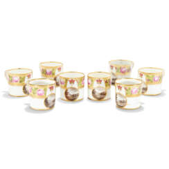 EIGHT ENGLISH PORCELAIN &#39;OMBERSLEY COURT&#39; COFFEE-CUPS