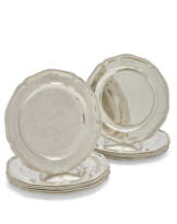 A SET OF TWELVE GEORGE III SILVER DINNER PLATES FROM THE 2ND BARON SANDYS' DINNER SERVICE
