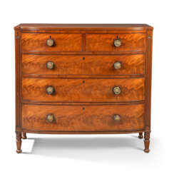 A REGENCY FIGURED MAHOGANY BOW-FRONT CHEST