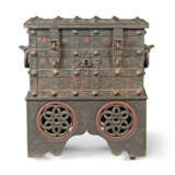 A GERMAN POLYCHROME PAINTED WROUGHT-IRON STRONGBOX - photo 1