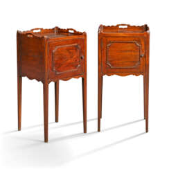 A PAIR OF GEORGE III MAHOGANY BEDSIDE CUPBOARDS