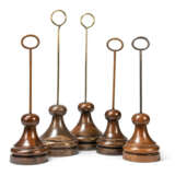 A SET OF FIVE BRASS-MOUNTED OAK AND ELM, LEAD-WEIGHTED DOORSTOPS - photo 1