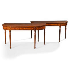 A REGENCY PAIR OF GRAINED MAHOGANY SERVING TABLES
