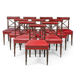 A SET OF TEN MAHOGANY DINING CHAIRS