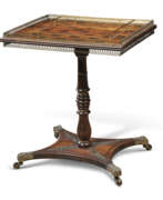 Тисовое дерево. A REGENCY BRASS MOUNTED, YEW-INLAID INDIAN ROSEWOOD CHESS TABLE
