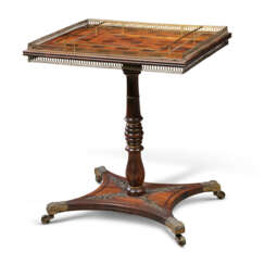 A REGENCY BRASS MOUNTED, YEW-INLAID INDIAN ROSEWOOD CHESS TABLE