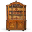 A DUTCH FLORAL MARQUETRY, FRUITWOOD, OAK AND WALNUT DISPLAY CABINET - Prix ​​des enchères