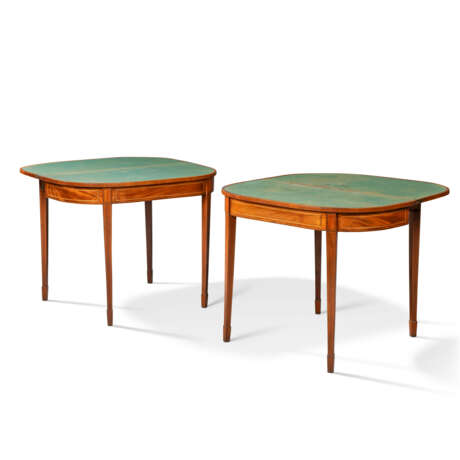 A PAIR OF GEORGE III SATINWOOD AND PARTRIDGEWOOD CROSSBANDED MAHOGANY GAMES TABLES - фото 2