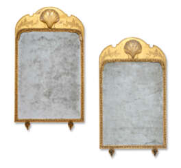 A NEAR PAIR OF GEORGE I GILTWOOD AND COMPOSITION PIER MIRRORS