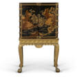 A CHINESE EXPORT BLACK AND GILT LACQUER CABINET ON STAND - Auktionsarchiv