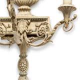 A PAIR OF GEORGE III-STYLE GREY-PAINTED COMPOSITION THREE-LIGHT WALL LIGHTS - photo 2