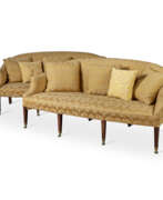 Sofas und Couches. A PAIR OF LATE GEORGE III MAHOGANY SOFAS