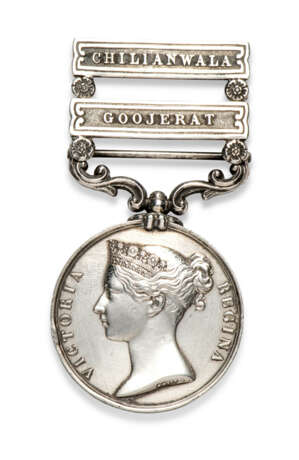 Punjab Medal 1848-49, two clasps, Goojerat, Chilianwala (impressed J.Connor, 2nd EUR Regiment) - фото 1