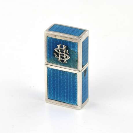 Briquet miniature pour femme en argent avec email guilloche. 3.7 г. - фото 1