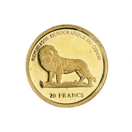 Pi&egrave;ce d`or de 20 francs de la Republique du Congo. 2003 Золото 3.5 г. - фото 1