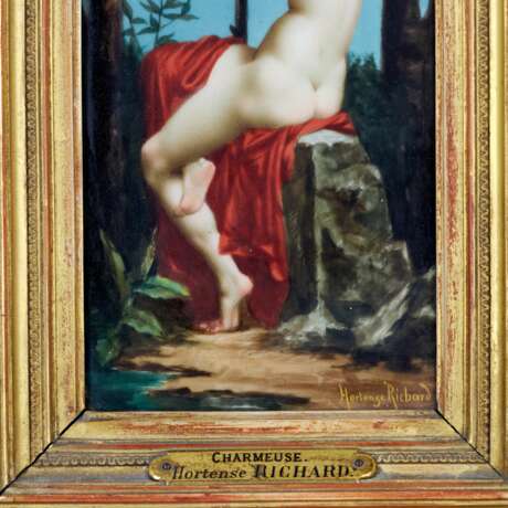 Couche de porcelaine pittoresque. Hortense RICHARD (1847-1900) Exorciste. Porcelain Hand Painted Eclecticism 47 - Foto 3