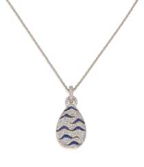 Sapphire-Diamond-Pendant Necklace