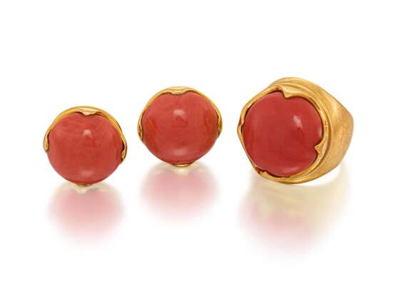 Coral-Set: Ring and Ear Studs - photo 2