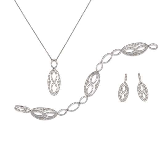 Diamond-Set: Pendant Necklace, Bracelet and Ear Jewelry - Foto 1