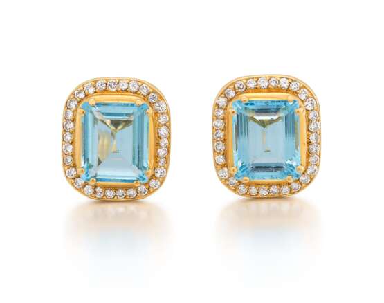 Aquamarine-Diamond-Ear-Clips - фото 1