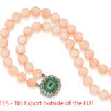 Coral-Necklace with Diamond-Emerald-Clasp - photo 1