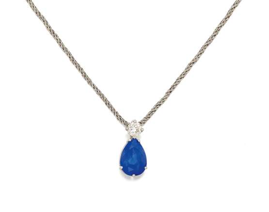 Sapphire-Diamond-Pendant Necklace - photo 1