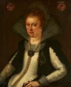 Гортзиус Гелдорп. Gortzius Geldorp. Anna Catharina Waldbott von Bassenheim zu Gudenau (1587 - 1666) in a White Bodice and and Black Coat next to Valuable Pearl Jewellery