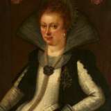 Gortzius Geldorp. Anna Catharina Waldbott von Bassenheim zu Gudenau (1587 - 1666) in a White Bodice and and Black Coat next to Valuable Pearl Jewellery - photo 1