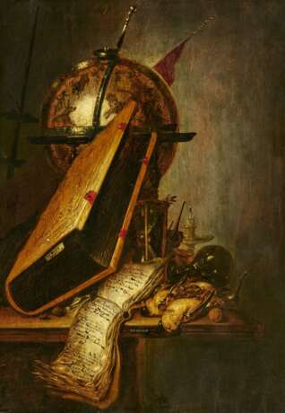 Petrus Schotanus. Vanitas Still Life with Globe, Book and Hourglass - Foto 1
