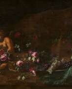 Франческа Виченцина. Francesca Vicenzina. Still Life with Flower Basket, Grapes and Cherubs