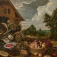 Gommaert van der Gracht. Large Still Life with Fruits and Vegetables in Front of a Farmhouse - Prix ​​des enchères