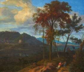 Johannes Glauber. Italian Landscape by the Lake