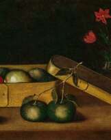 Sebastian Stoskopff. Still Life with a Shavings Box, Citrus Fruits and a Goldfinch