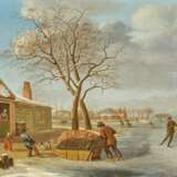 Johannes Janson. Dutch Winter Landscape with People on Ice - фото 1