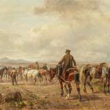 Ludwig Hartmann. Countrymen with a Herd of Horses at the Ford - Foto 1