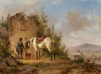 Wouter Verschuur. Rider with his Horse at the Well